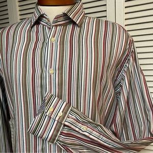 Thomas Dean Long Sleeve Button Down Size XXL Multicolored Stripe